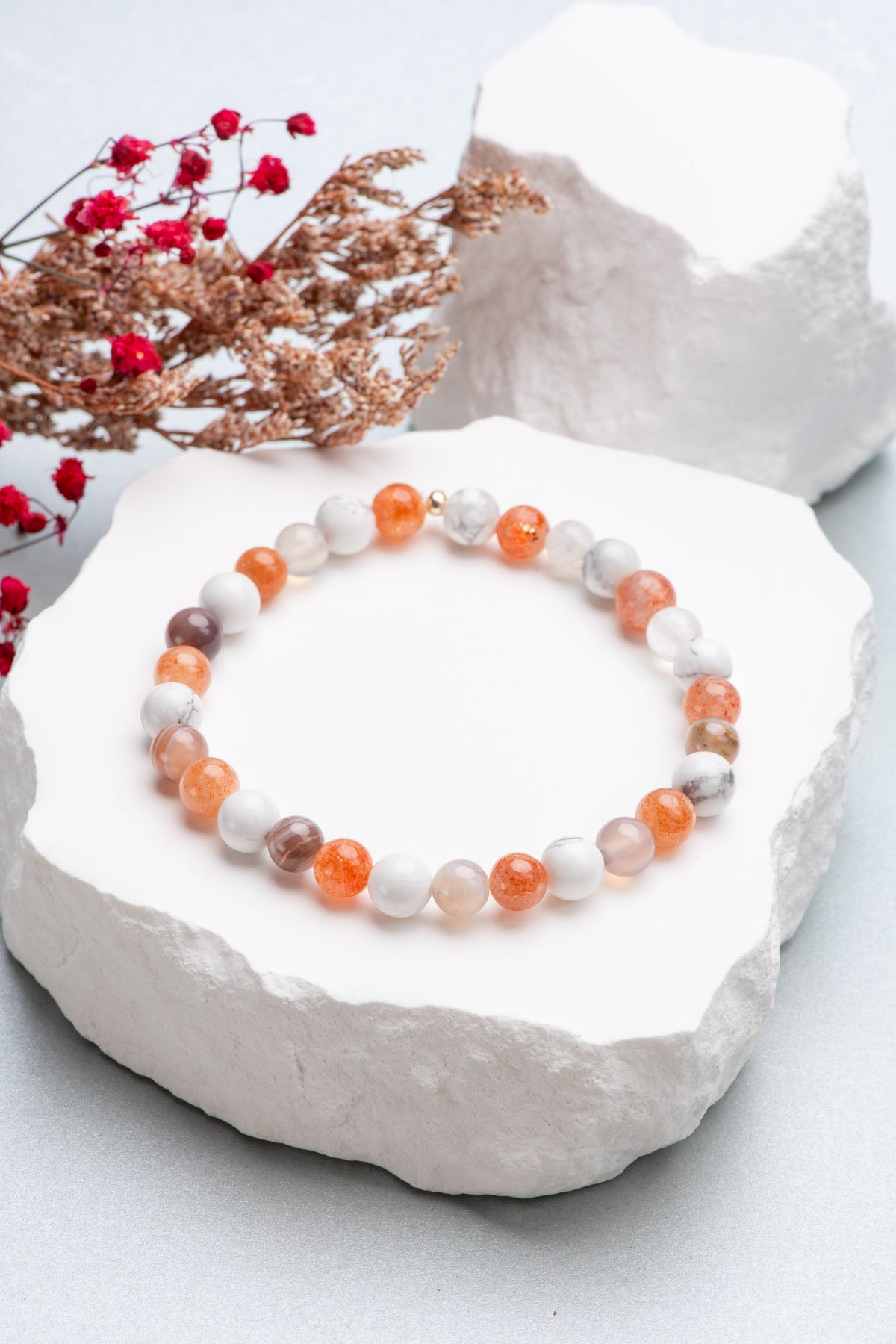 Bracelet pierre de soleil - Agate - Howlite CréaClo