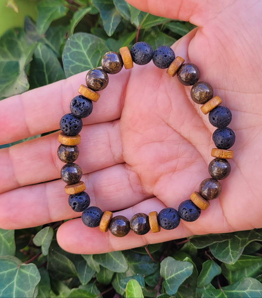 Bracelet pierre de lave - Bronzite Créa'clo