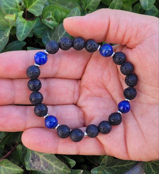 Bracelet pierre de lave - Lapis Lazuli Créa'clo