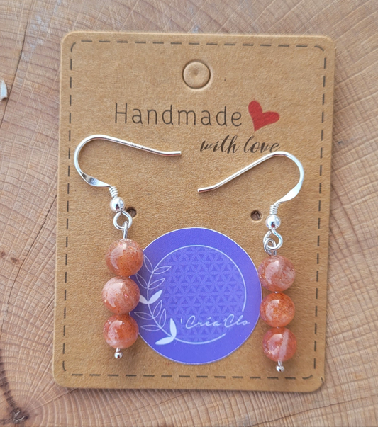 Boucles d'oreilles en argent pierre de soleil Créa'Clo