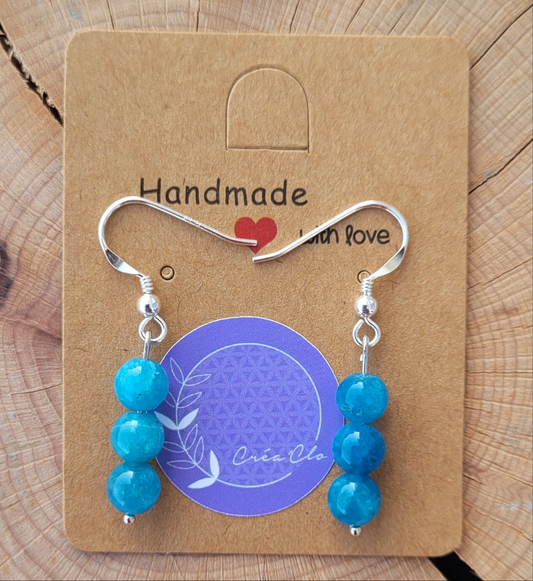 Boucles d'oreilles en argent Apatite bleue Créa'Clo