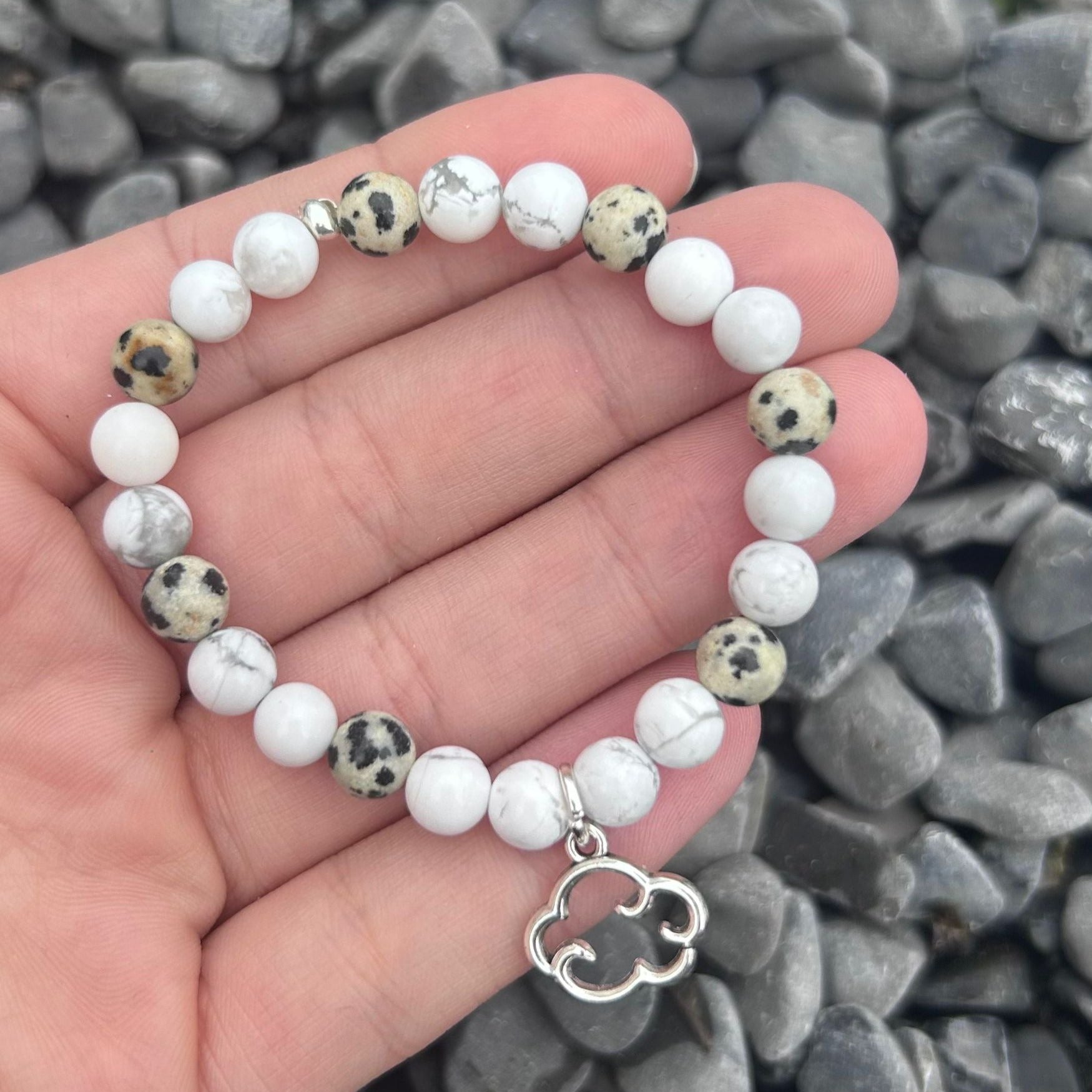Bracelet enfant Howlite - Jaspe dalmatien CréaClo