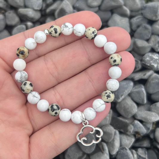 Bracelet enfant Howlite - Jaspe dalmatien CréaClo