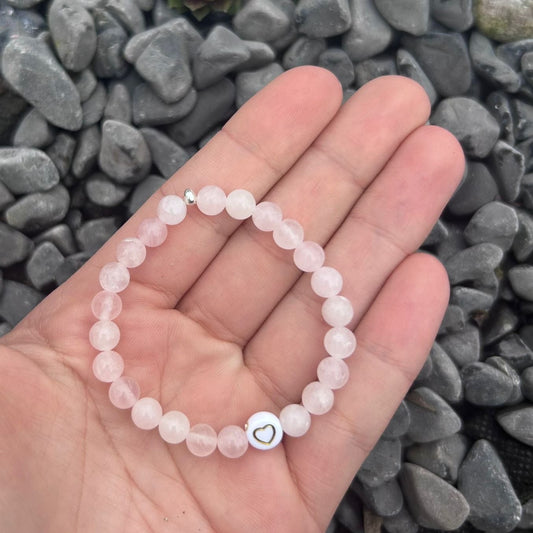 Bracelet enfant - Quartz rose - coeur CréaClo