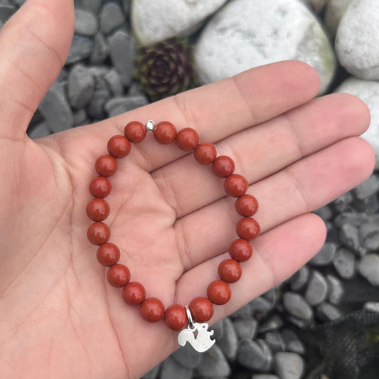 Bracelet enfant - Jaspe rouge - Ecureuil CréaClo