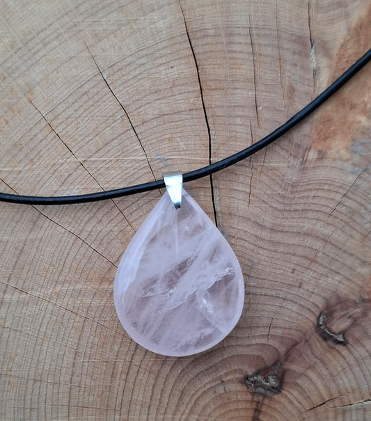 Collier Quartz rose - forme goutte Créa'Clo