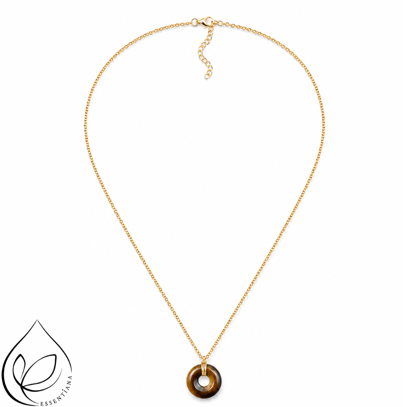 Collier pendentif Oeil de tigre - Marque Essentiana - Donut CréaClo