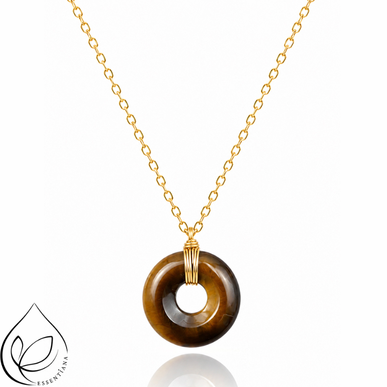 Collier pendentif Oeil de tigre - Marque Essentiana - Donut CréaClo