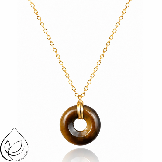 Collier pendentif Oeil de tigre - Marque Essentiana - Donut CréaClo