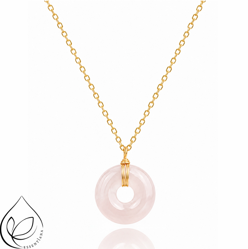 Collier pendentif Quartz rose - Marque Essentiana - Donut CréaClo