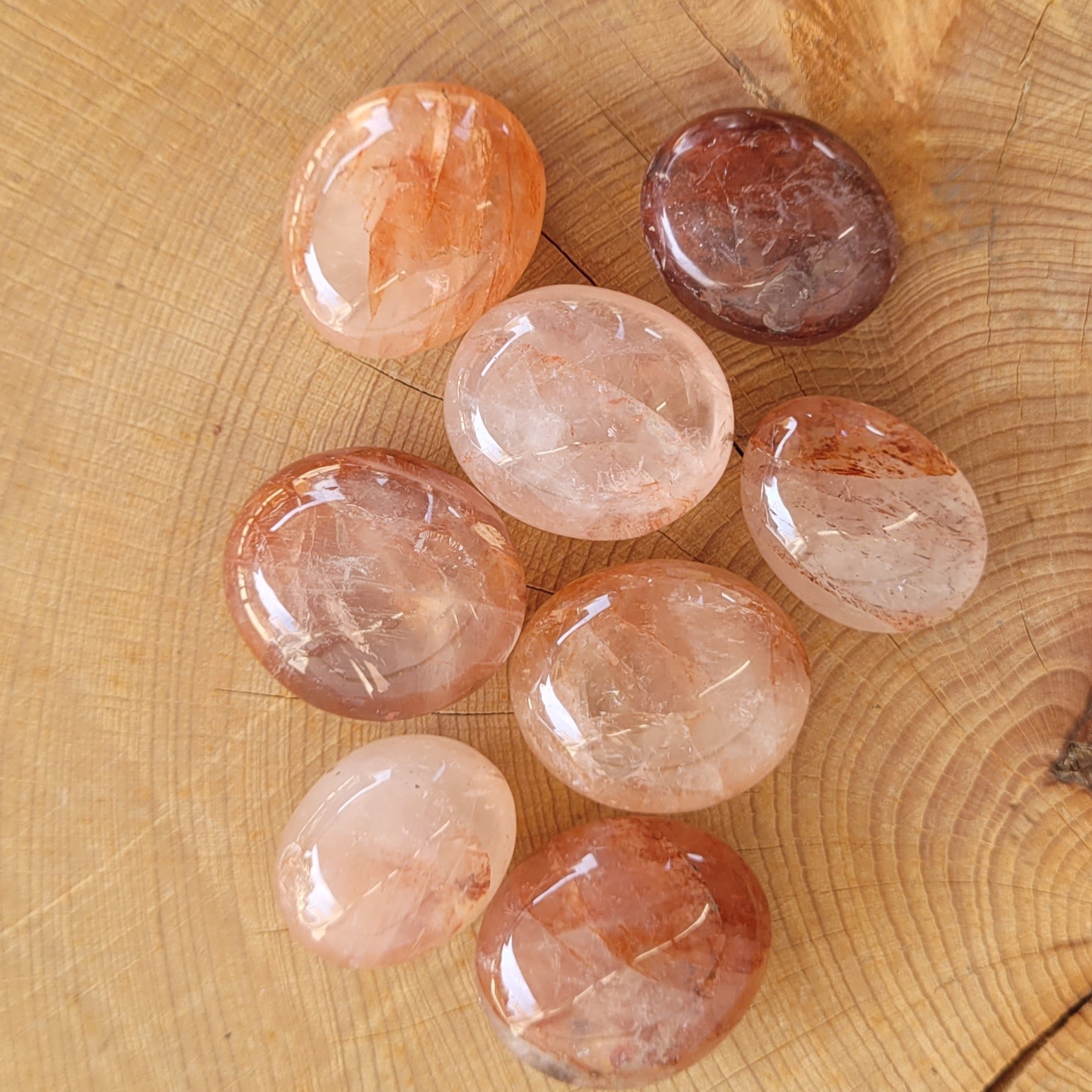 Quartz fraise "Hématoïde" - Pierre roulée Créa'Clo