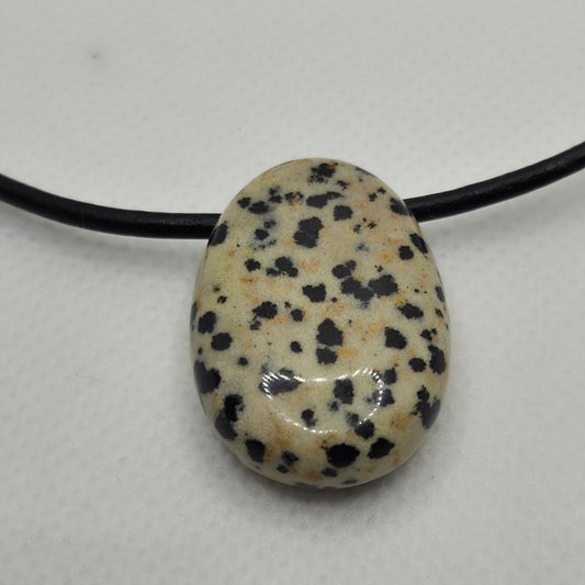 Collier pendentif Jaspe dalmatien Créa'Clo