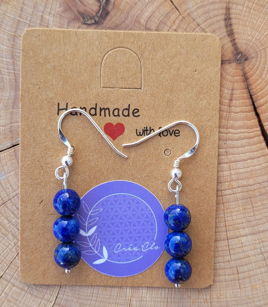 Boucles d'oreilles en argent Lapis Lazuli Créa'Clo