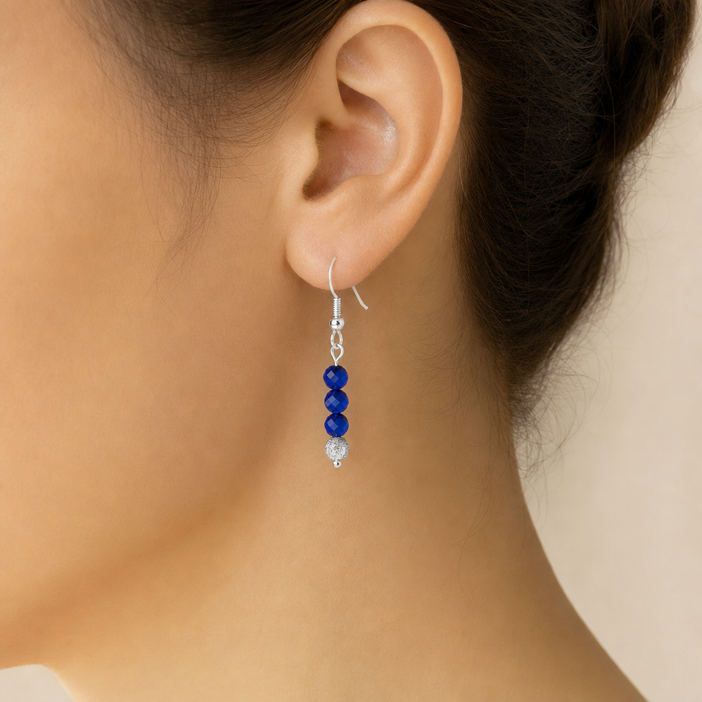 Boucles d'oreilles en argent Lapis Lazuli - facettées Créa'Clo