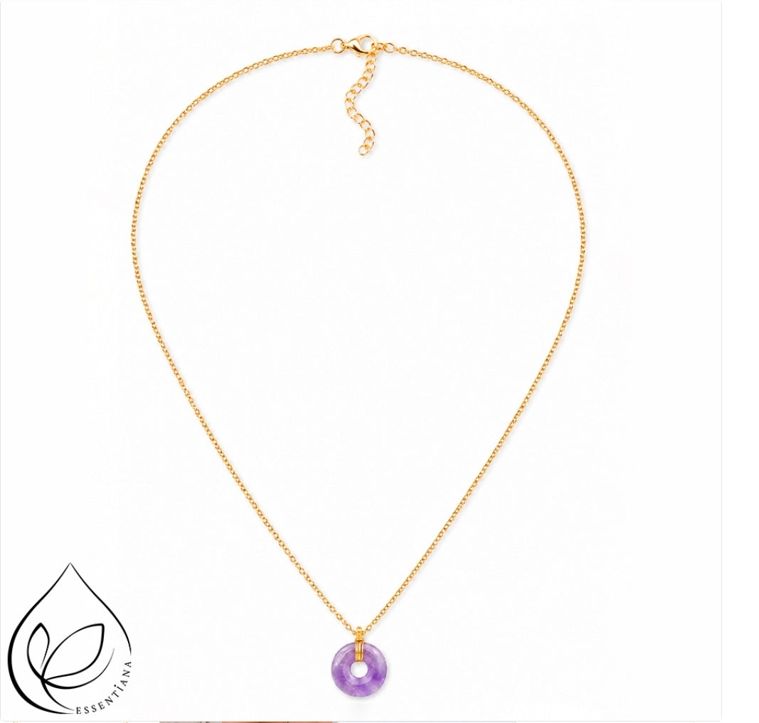 Collier pendentif Améthyste - Marque Essentiana - Donut CréaClo