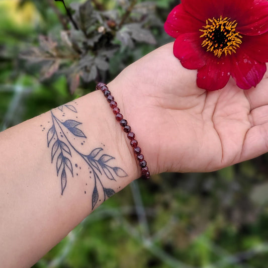 Bracelet grenat - Pierre facettées Créa'Clo