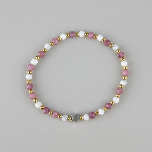 Bracelet Tourmaline & howlite - Pierres facettées avec étoile Créa'Clo