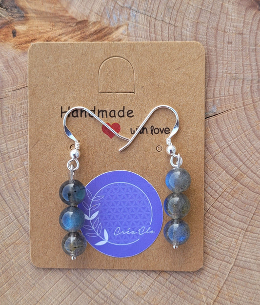 Boucles d'oreilles en argent Labradorite Créa'Clo