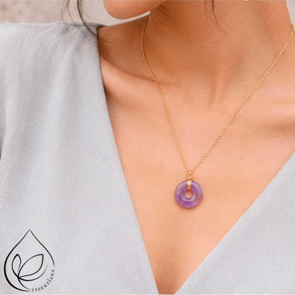 Collier pendentif Améthyste - Marque Essentiana - Donut CréaClo
