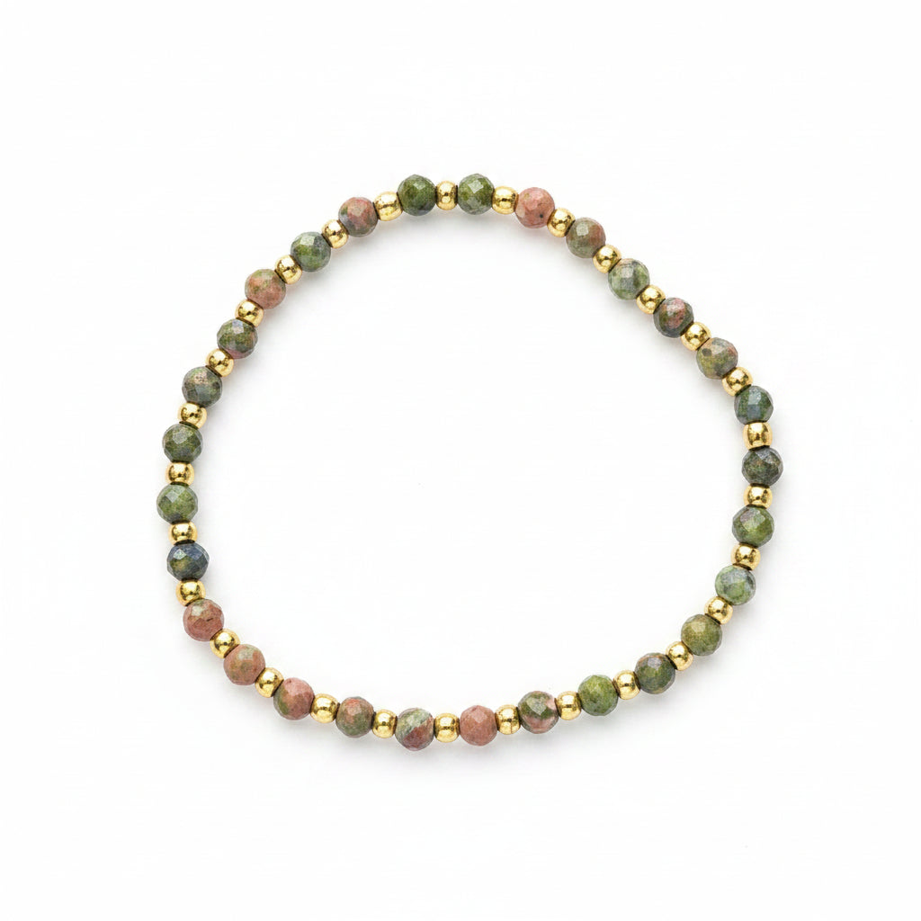 Bracelet Unakite - Pierres facettées Créa'Clo