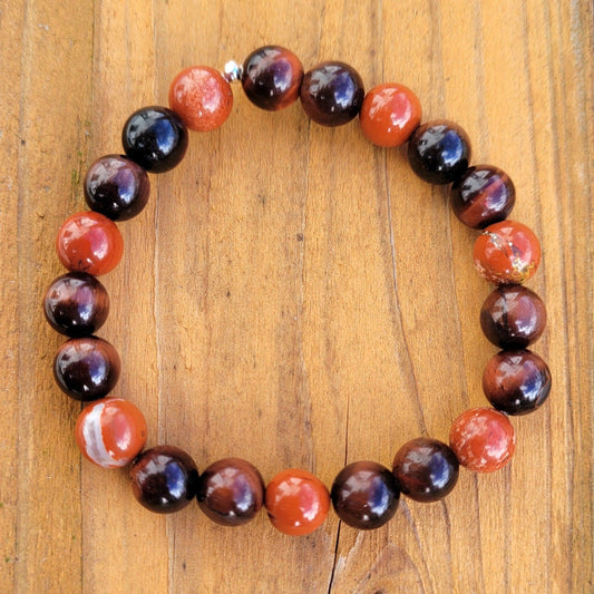 Bracelet Oeil de taureau - Jaspe rouge Créa'Clo