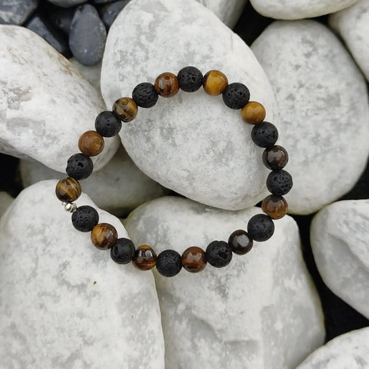 Bracelet Pierre de lave - il de tigre Créa'Clo