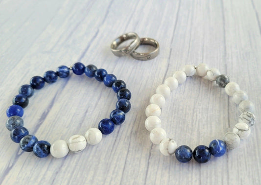 Bracelet couple Sodalite - Howlite creaclo.bijoux